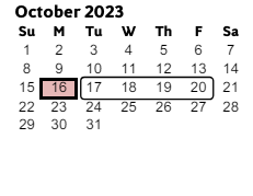 District School Academic Calendar for Eastvalley Elementary School for October 2023