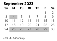 District School Academic Calendar for Osborne High School for September 2023