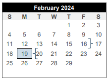 District School Academic Calendar for Center For Alternative Learning for February 2024
