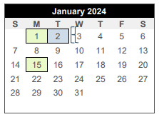 District School Academic Calendar for College Hills Elementary for January 2024