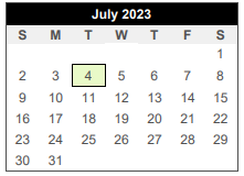 District School Academic Calendar for Oakwood Intermediate School for July 2023