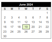 District School Academic Calendar for Cypress Grove Intermediate for June 2024