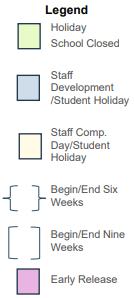 District School Academic Calendar Legend for A & M Cons High School