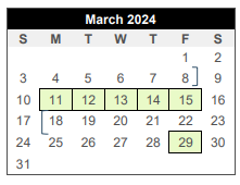 District School Academic Calendar for Center For Alternative Learning for March 2024