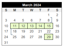 District School Academic Calendar for College Hills Elementary for March 2024