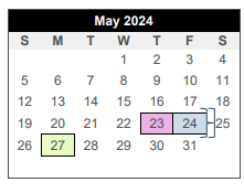District School Academic Calendar for College Station Jjaep for May 2024