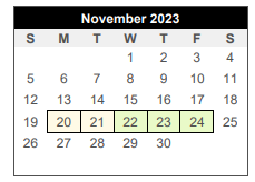 District School Academic Calendar for College Station Jjaep for November 2023