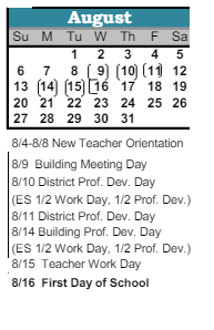 District School Academic Calendar for Bijou Alternative Program for August 2023