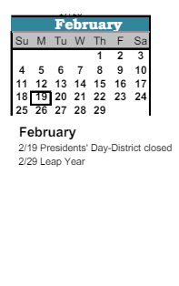 District School Academic Calendar for Hunt Elementary School for February 2024