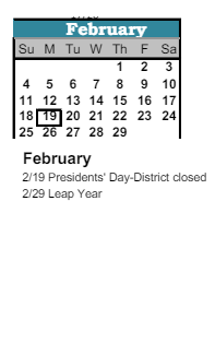 District School Academic Calendar for Jefferson Elementary School for February 2024