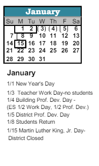 District School Academic Calendar for Adams Elementary School for January 2024
