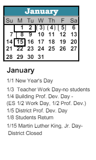 District School Academic Calendar for Bijou Alternative Program for January 2024