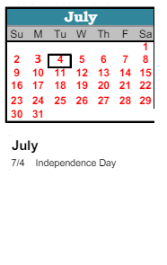 District School Academic Calendar for Ivywild Elementary School for July 2023