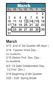 District School Academic Calendar for King Elementary School for March 2024