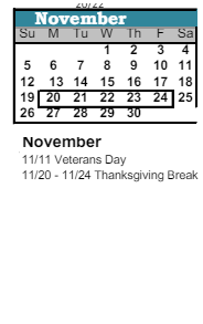 District School Academic Calendar for Palmer High School for November 2023