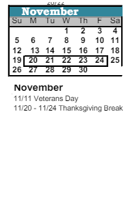 District School Academic Calendar for Bijou Alternative Program for November 2023
