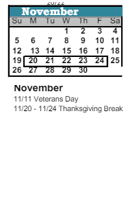 District School Academic Calendar for Jenkins Middle School for November 2023