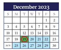 District School Academic Calendar for Columbia Middle School for December 2023
