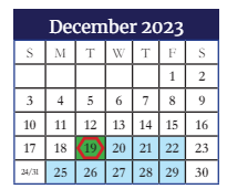 District School Academic Calendar for Lakeside Middle School for December 2023