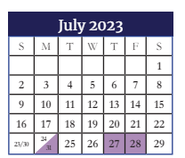District School Academic Calendar for Greenbrier Elementary School for July 2023