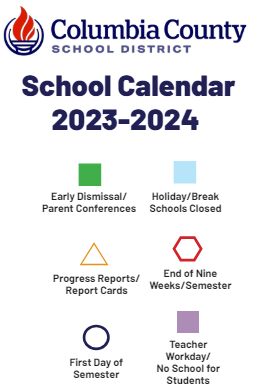 District School Academic Calendar Legend for Evans Middle School