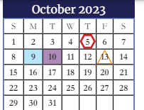 District School Academic Calendar for Westmont Elementary School for October 2023