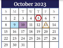 District School Academic Calendar for New Middle School #3 for October 2023