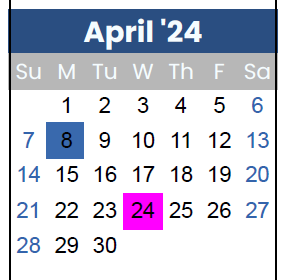 District School Academic Calendar for Eugene Field ELEM. for April 2024