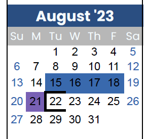 District School Academic Calendar for Eugene Field ELEM. for August 2023