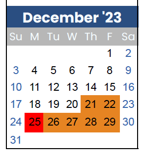 District School Academic Calendar for Eugene Field ELEM. for December 2023