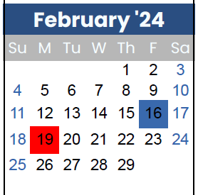 District School Academic Calendar for Eugene Field ELEM. for February 2024