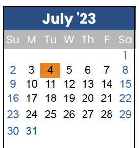 District School Academic Calendar for Eugene Field ELEM. for July 2023