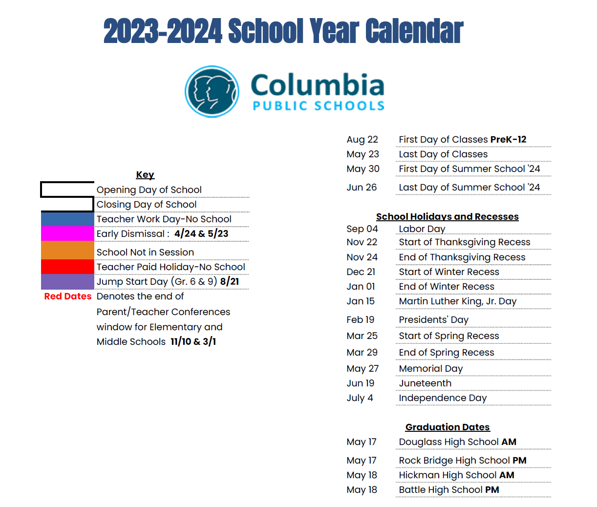 District School Academic Calendar Key for Eugene Field ELEM.