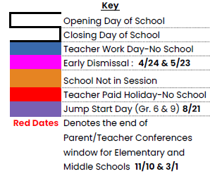 District School Academic Calendar Legend for Eugene Field ELEM.
