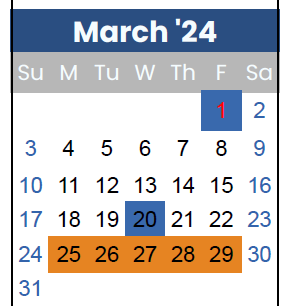 District School Academic Calendar for Eugene Field ELEM. for March 2024
