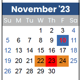 District School Academic Calendar for Eugene Field ELEM. for November 2023