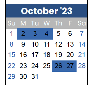 District School Academic Calendar for Eugene Field ELEM. for October 2023