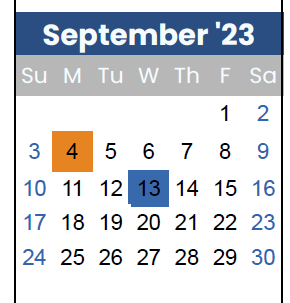 District School Academic Calendar for Eugene Field ELEM. for September 2023