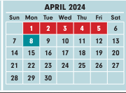 District School Academic Calendar for Cassady Alternative Elementary School for April 2024