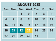 District School Academic Calendar for Huy Elementary School @ Gladstone for August 2023