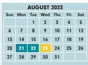 District School Academic Calendar for Africentric Elementary School for August 2023