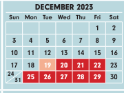 District School Academic Calendar for Brookhaven High School for December 2023
