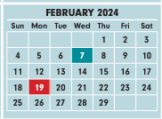 District School Academic Calendar for Literature Based Alternative @ Hubbard Elementary for February 2024