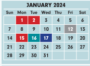 District School Academic Calendar for Eastmoor Academy for January 2024