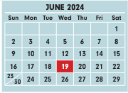District School Academic Calendar for East High School for June 2024
