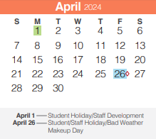 District School Academic Calendar for Smithson Valley High School for April 2024