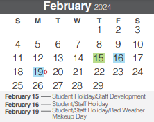 District School Academic Calendar for Rebecca Creek Elementary School for February 2024