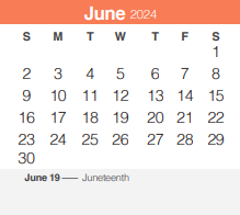 District School Academic Calendar for Freiheit Elementary for June 2024