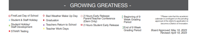 District School Academic Calendar Key for Canyon Middle