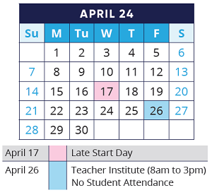 District School Academic Calendar for Algonquin Middle School for April 2024